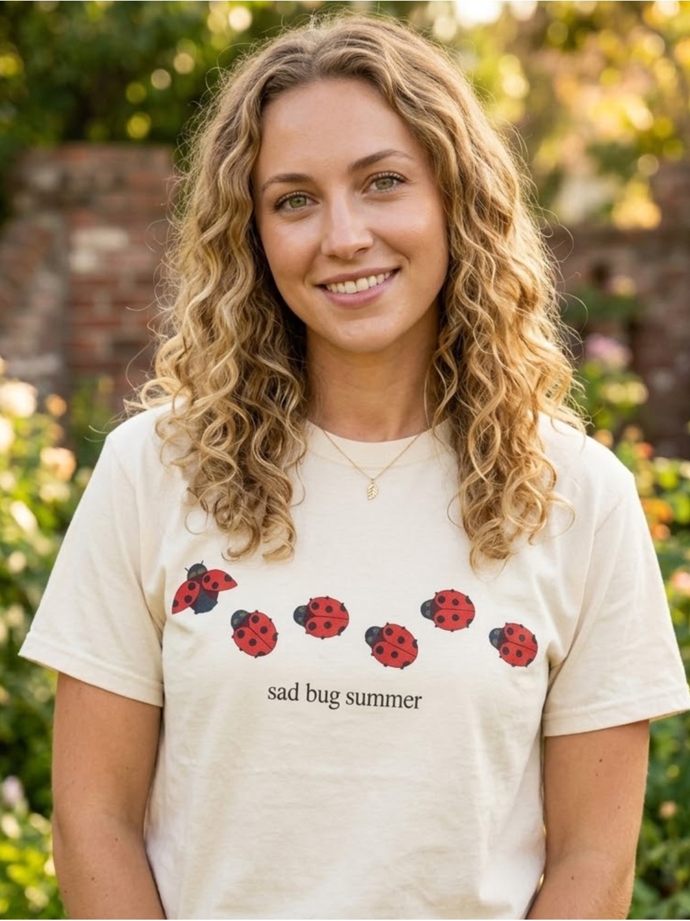 Cream 'Sad Bug Summer' Ladybug